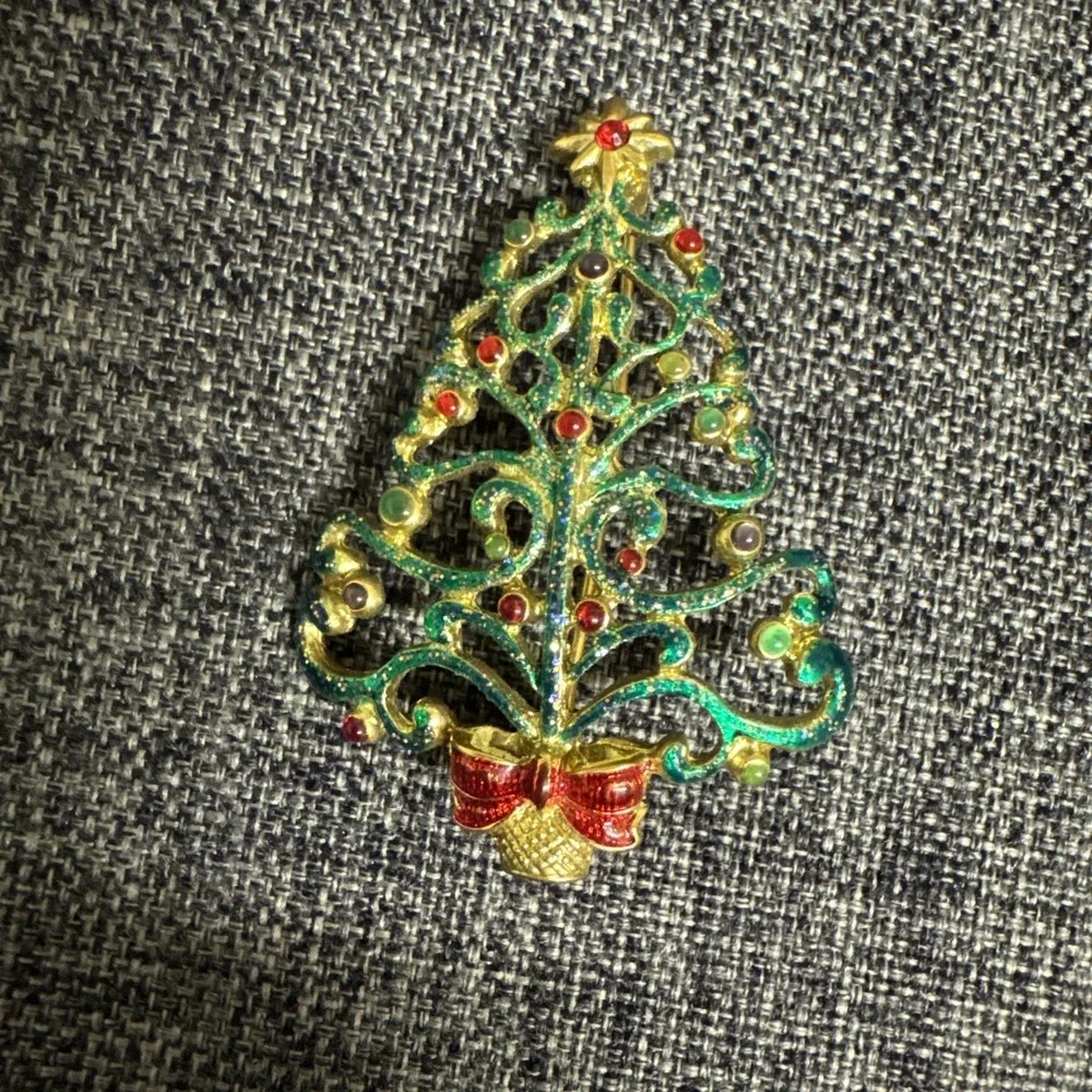 Christmas Brooches Pin Set 2 Pins / Christmas Tree & Reindeer‎